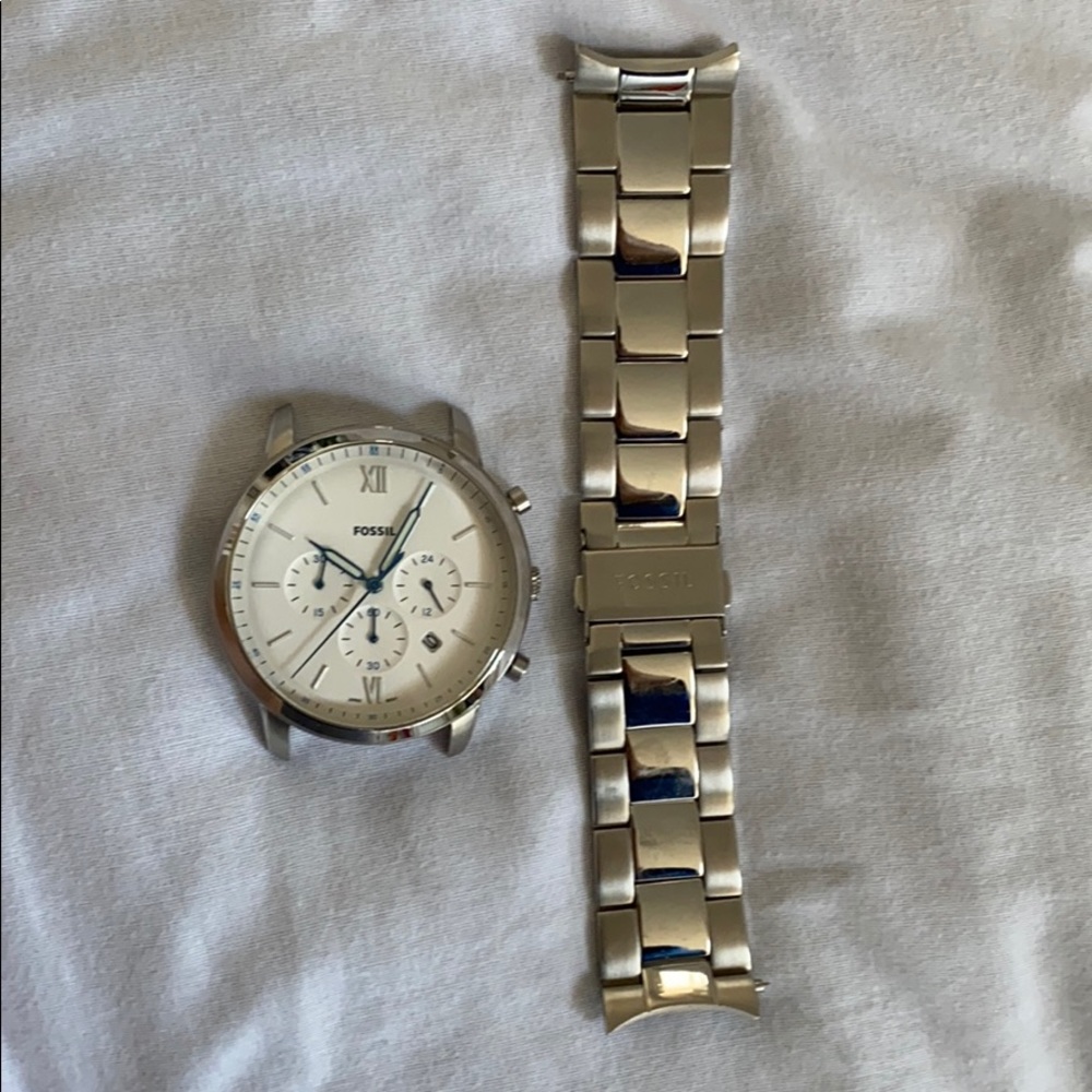 Fossil watch, Silver, blues hands & dials. - Picture 6 of 6